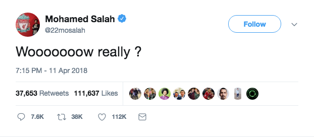 تغريدة صلاح بعد احتساب هدف كين